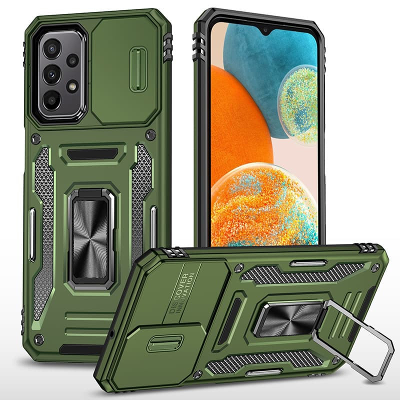 Ударопрочный чехол Camshield Army Ring для Samsung Galaxy A13 4G / A04s (Оливковый / Army Green)