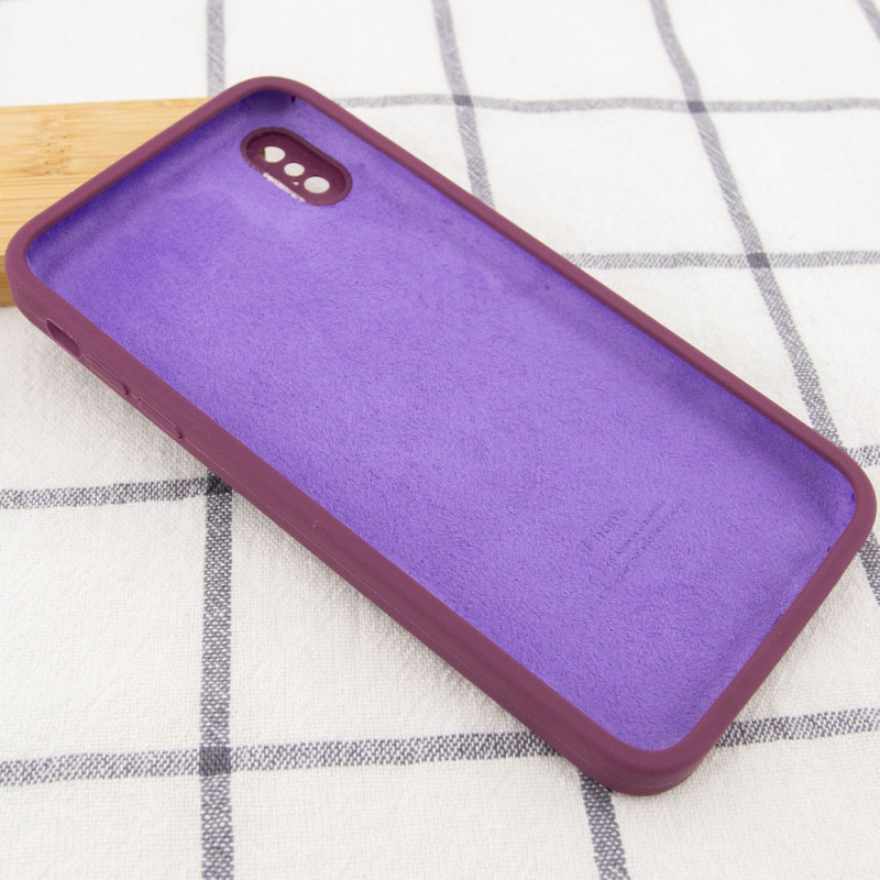 Фото Чохол Silicone Case Square Full Camera Protective (AA) для Apple iPhone X / XS (5.8") (Бордовий / Maroon) в маназині vchehle.ua