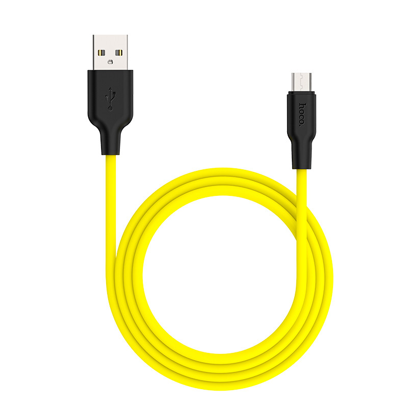 Фото Дата кабель Hoco X21 Plus Silicone MicroUSB Cable (1m) (Black / Yellow) на vchehle.ua