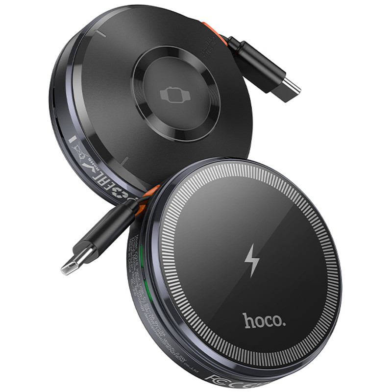 Фото БЗУ Hoco CQ18 Flash 2in1 Magnetic + iWatch (with retractable cable Type-C) (Metal gray) в магазине vchehle.ua