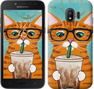 Чехол Зеленоглазый кот в очках для Samsung Galaxy J2 2018