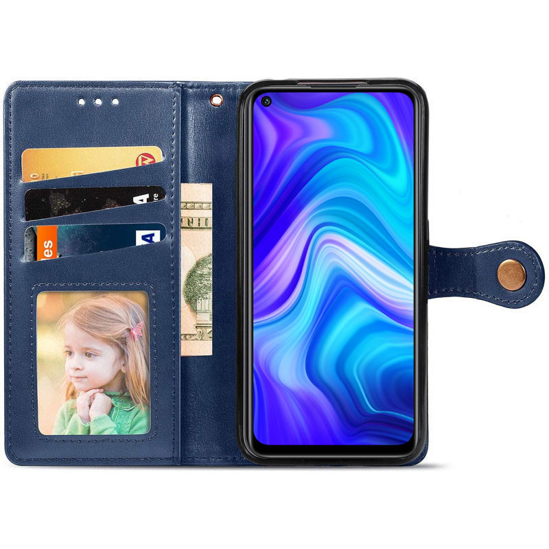 Фото Шкіряний чохол-книжка GETMAN Gallant (PU) для Xiaomi Redmi Note 9 / Redmi 10X (Синій) в маназині vchehle.ua