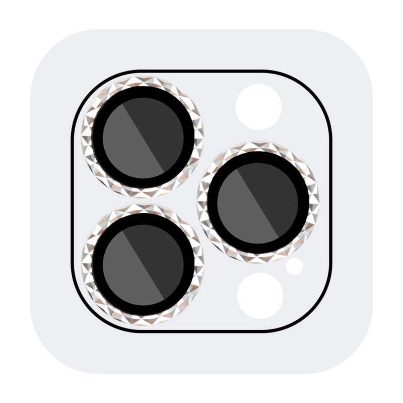 Защитное стекло Metal Shine на камеру (в упак.) для Apple iPhone 15 Pro (6.1") / 15 Pro Max (6.7") (Серебряный / Silver)