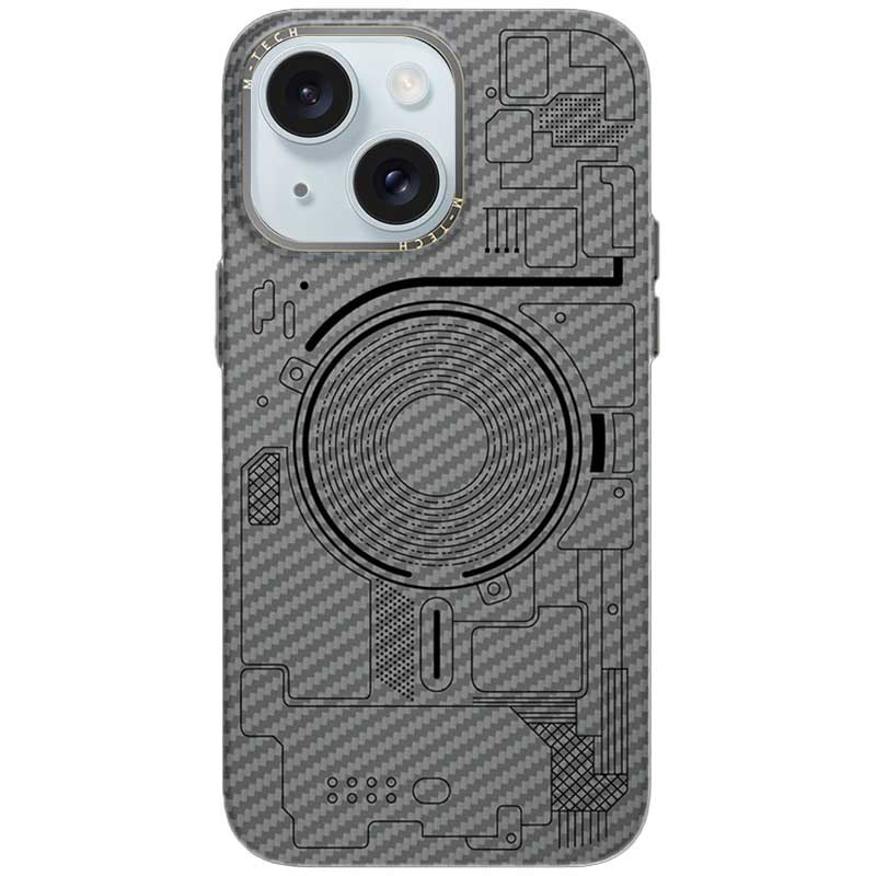 Чехол M-Tech Carbon soft touch with Magnetic Safe для Apple iPhone 14 (6.1") (Grey)