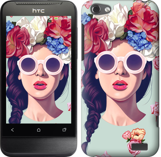 

Чохол Дівчина з квітами на HTC One V t320e 95619