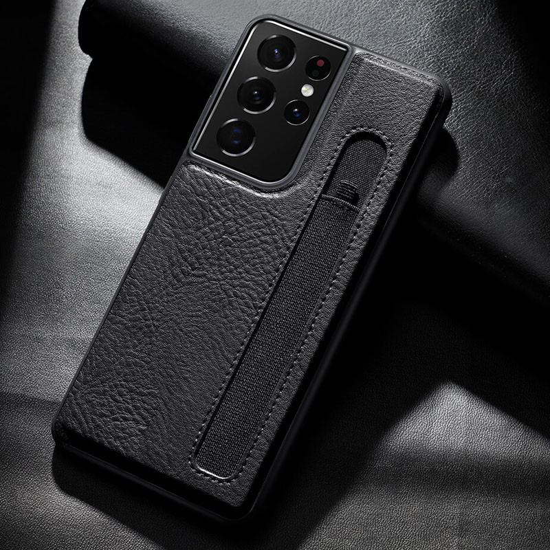 Заказать Кожаная накладка Nillkin Aoge (с держателем ручки) для Samsung Galaxy S21 Ultra (Черный) на vchehle.ua