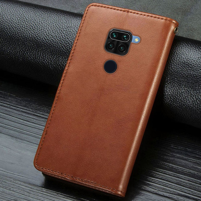 Купить Кожаный чехол книжка GETMAN Gallant (PU) для Xiaomi Redmi Note 9 / Redmi 10X (Коричневый) на vchehle.ua