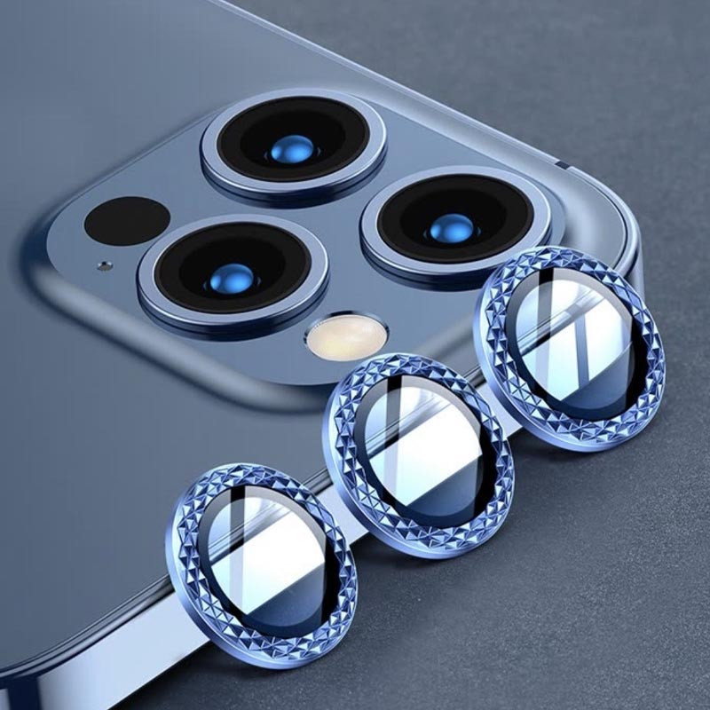 Фото Защитное стекло Metal Shine на камеру (в упак.) для Apple iPhone 12 Pro / 11 Pro / 11 Pro Max (Синий / Blue) на vchehle.ua