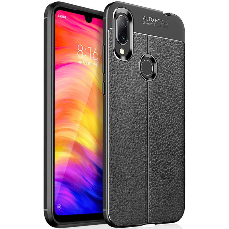

TPU чехол фактурный (с имитацией кожи) для Xiaomi Redmi Note 7 (Черный) 770370