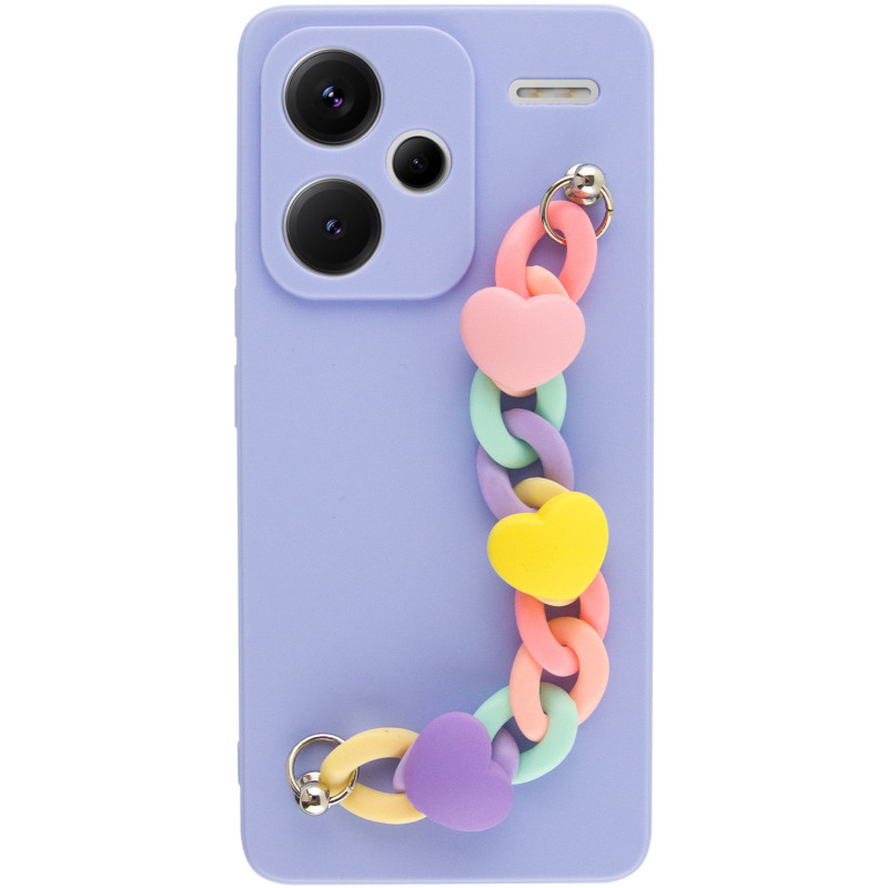 Фото Чохол Chained Heart з підвісним ланцюжком на Xiaomi Redmi Note 13 Pro+ (Lilac Blue) на vchehle.ua