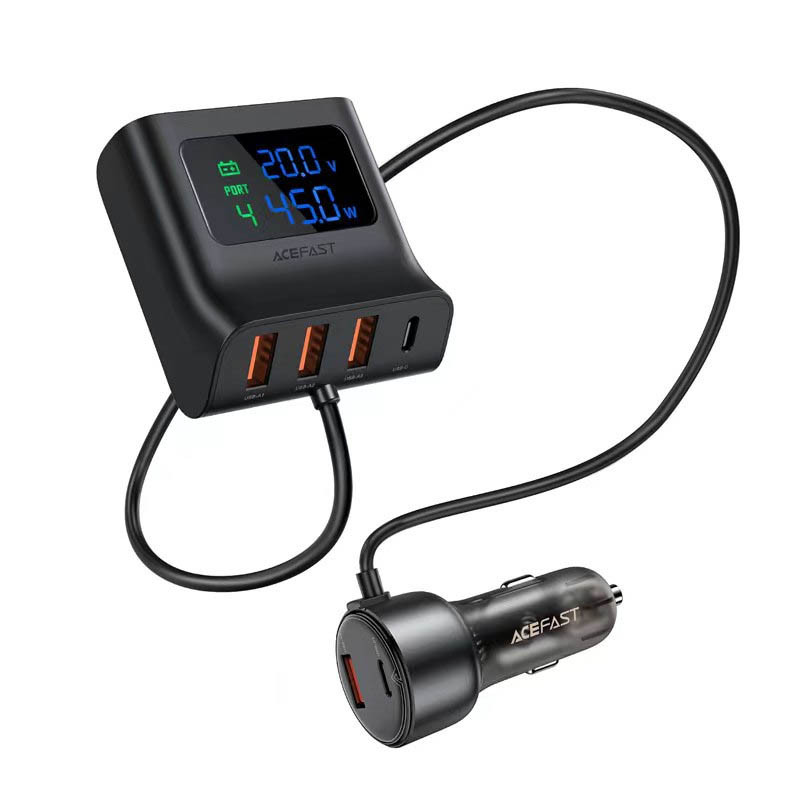 Фото АЗУ Acefast B11 138W Car Charger Splitter with Digital Display (Black) в магазине vchehle.ua