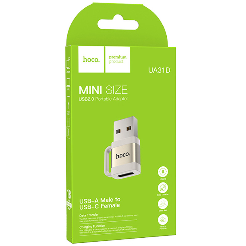 Купить Переходник Hoco UA31D OTG USB male to Type-C female USB2.0 (Gray) на vchehle.ua