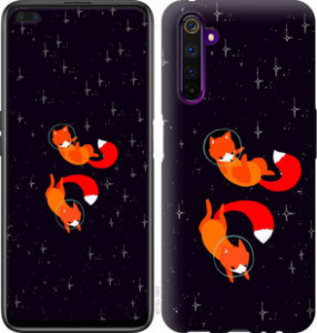 Чехол Лисички в космосе для Realme 6 Pro