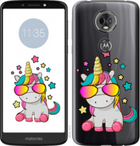 Чехол Единорог в очках для Motorola Moto E5 Plus