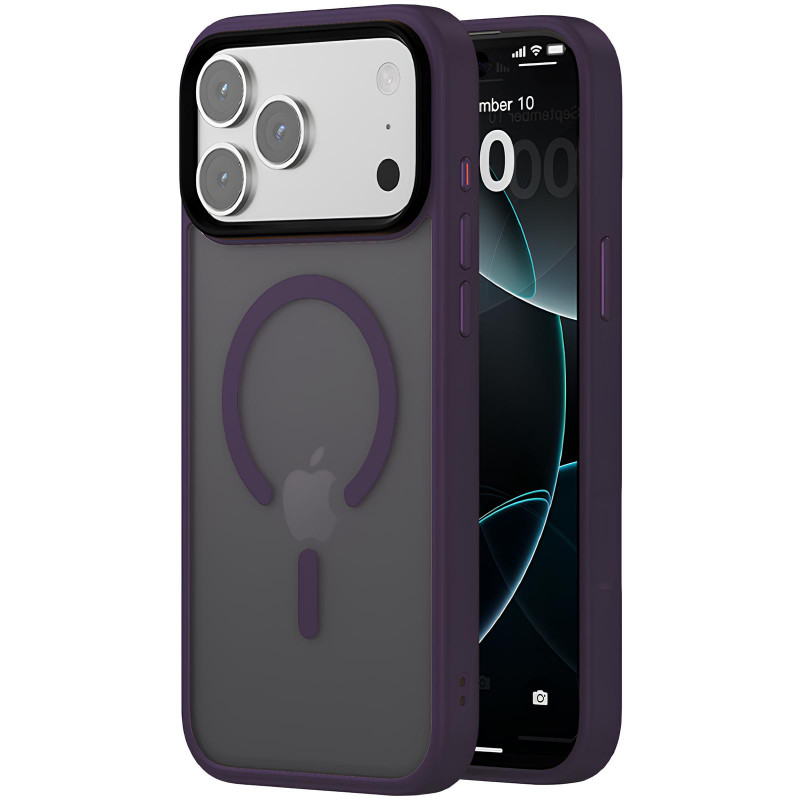 TPU+PC чехол Metal Buttons with  Magnetic Safe Colorful для Apple iPhone 17 Pro Max (6.9") (Темно-фиолетовый / Dark Purple)
