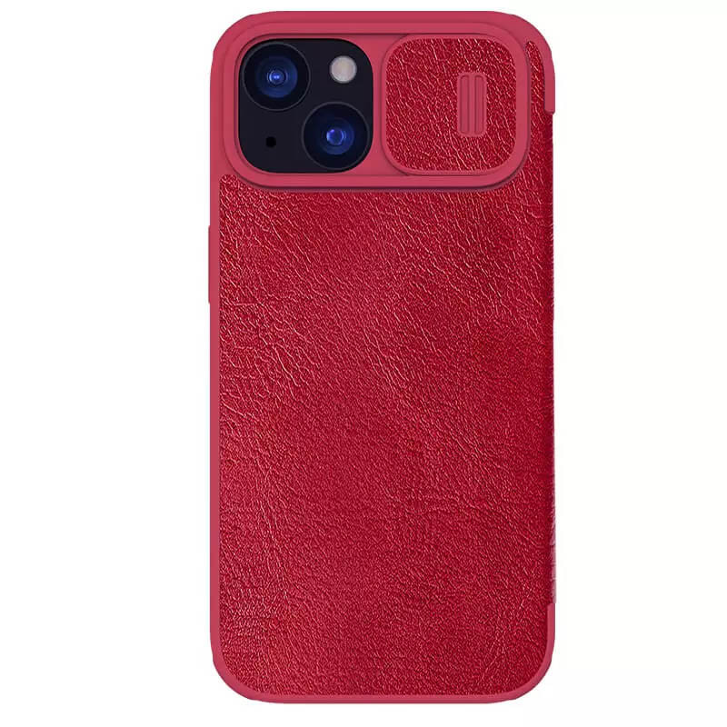 Кожаный чехол (книжка) Nillkin Qin Pro Camshield для Apple iPhone 15 (6.1") (Красный)