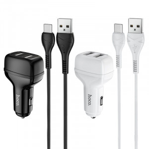 АЗП  Hoco Z36 Leader 2.4A (2USB-A) + кабель USB to Type-C