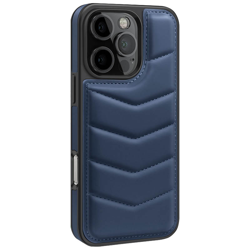 Замовити Шкіряна накладка Puffer with Magnetic Safe на Apple iPhone 16 Pro (6.3") (Blue) на vchehle.ua