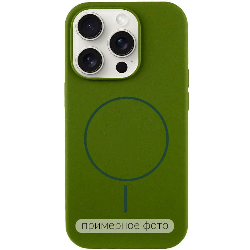 Чохол Silicone Case Full Protective (AA) NO LOGO with Magnetic Safe на Apple iPhone 15 (6.1") (Зелений / Dark Olive)