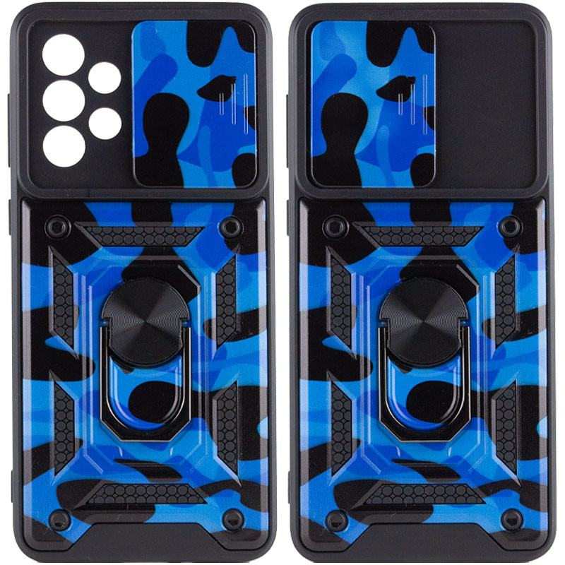 Ударопрочный чехол Camshield Serge Ring Camo для Samsung Galaxy A73 5G (Синий / Army Blue)