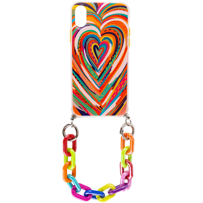 

TPU+PC чехол Colorific с подвесной цепью для iPhone X (5.8") (Hearts) 1186749