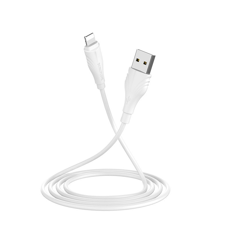 Дата кабель Borofone BX18 Optimal USB to Lightning (1m) (Білий) в магазині vchehle.ua