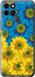 Чехол Жёлто-голубые цветы для Infinix Smart 6