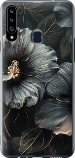 Чехол Черные цветы для Samsung Galaxy A20s A207F