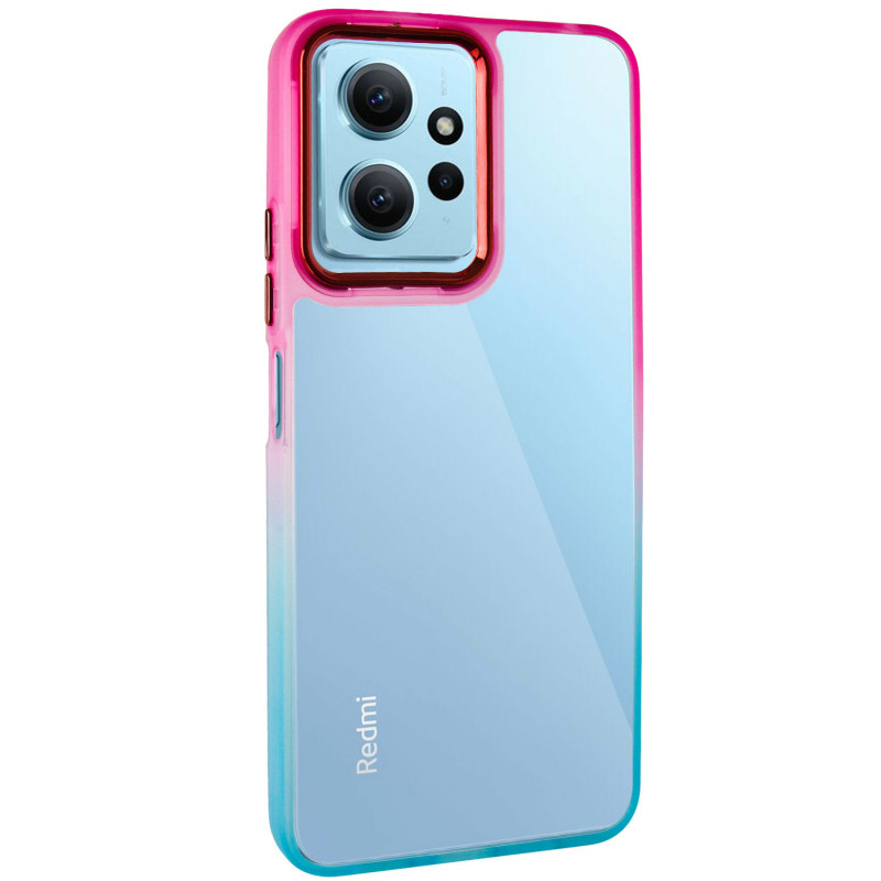 Чехол TPU+PC Fresh sip series для Xiaomi Redmi Note 12 4G (Бирюзовый / Розовый)