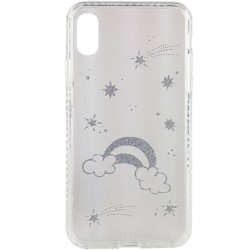 TPU+Glass чехол Aurora Space для Apple iPhone X / XS (5.8") (Радуга)