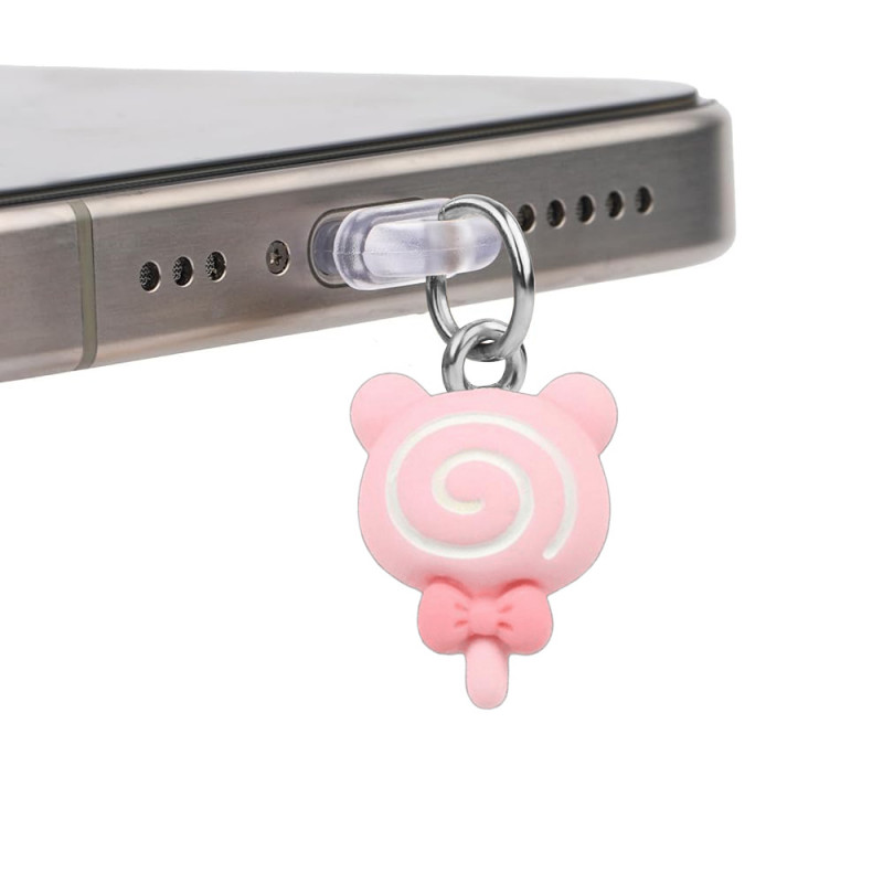 Заглушка силіконова Type-C з підвіскою IP44 (Lollipop Pink)