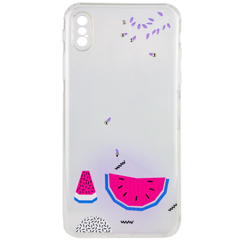

TPU чехол Luxury Diamond full protective для iPhone X (5.8") (Голубой / Арбуз) 715354