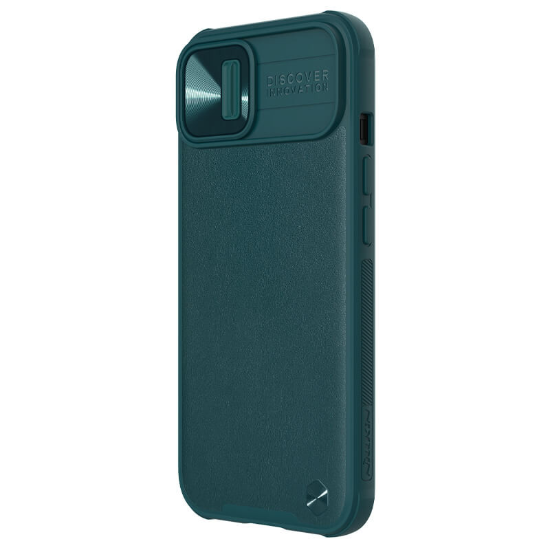 Фото Шкіряна накладка Nillkin Camshield Leather (шторка на камеру) на Apple iPhone 13 (6.1") (Зелений / Green) на vchehle.ua