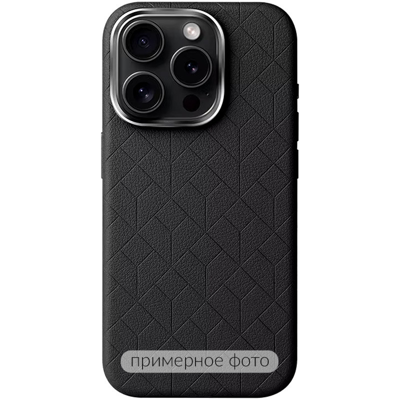 Кожаный чехол Carved with Magnetic Safe для Apple iPhone 16 (6.1") (Black)