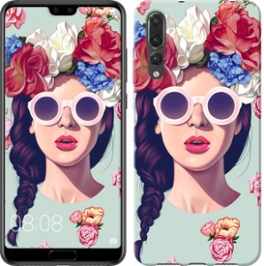 Чехол Девушка с цветами для Huawei P20 Pro