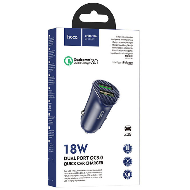 АЗП Hoco Z39 QC3.0 (2USB) (Синій) в магазині vchehle.ua