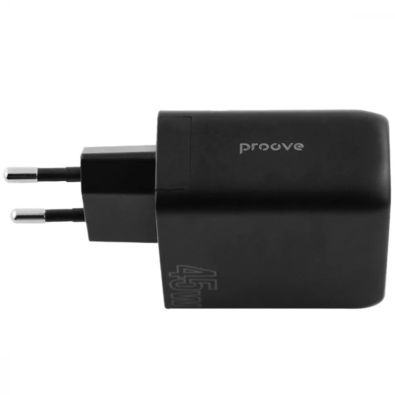 Фото МЗП Proove Silicone Power 45W (Type-C+USB) (Black) в маназині vchehle.ua
