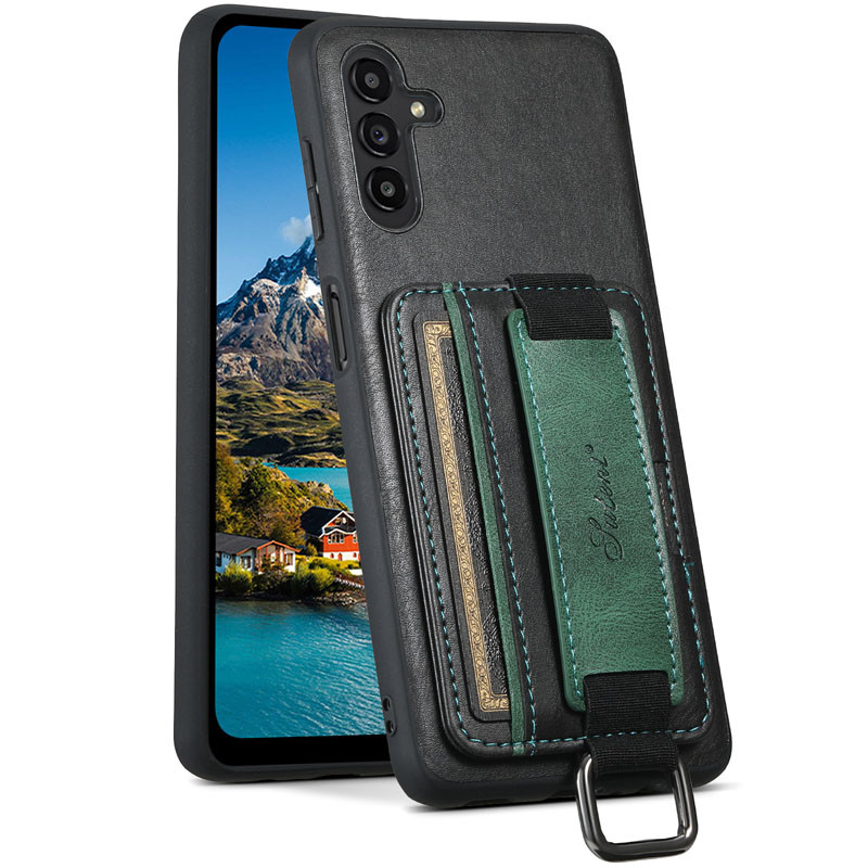 Фото Шкіряний чохол Wallet case and straps на Samsung Galaxy S24+ (Чорний / Black) на vchehle.ua