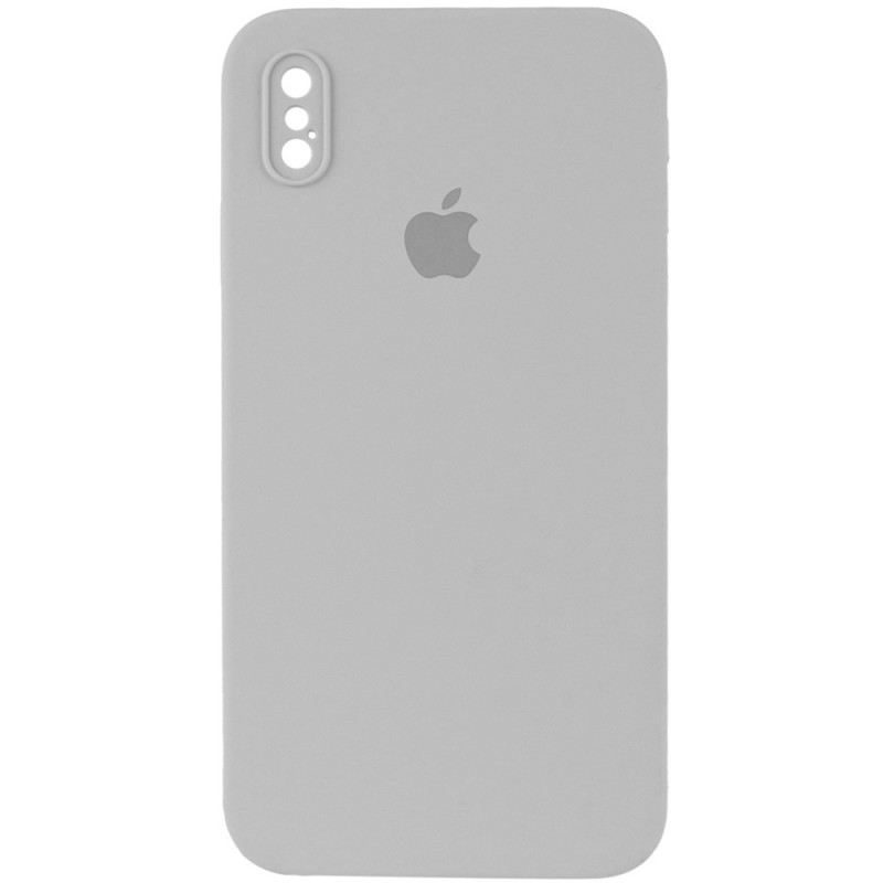 Чохол Silicone Case Square Full Camera Protective (AA) для Apple iPhone X / XS (5.8") (Сірий / Light Grey)