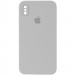 Чохол Silicone Case Square Full Camera Protective (AA) для Apple iPhone X / XS (5.8") (Сірий / Light Grey)