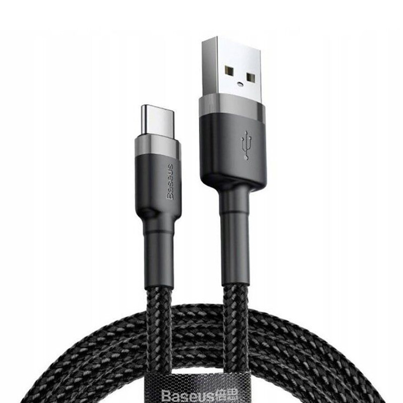 Дата кабель Baseus Cafule Type-C Cable 3A (1m) (CATKLF-B) (Черный / Серый)