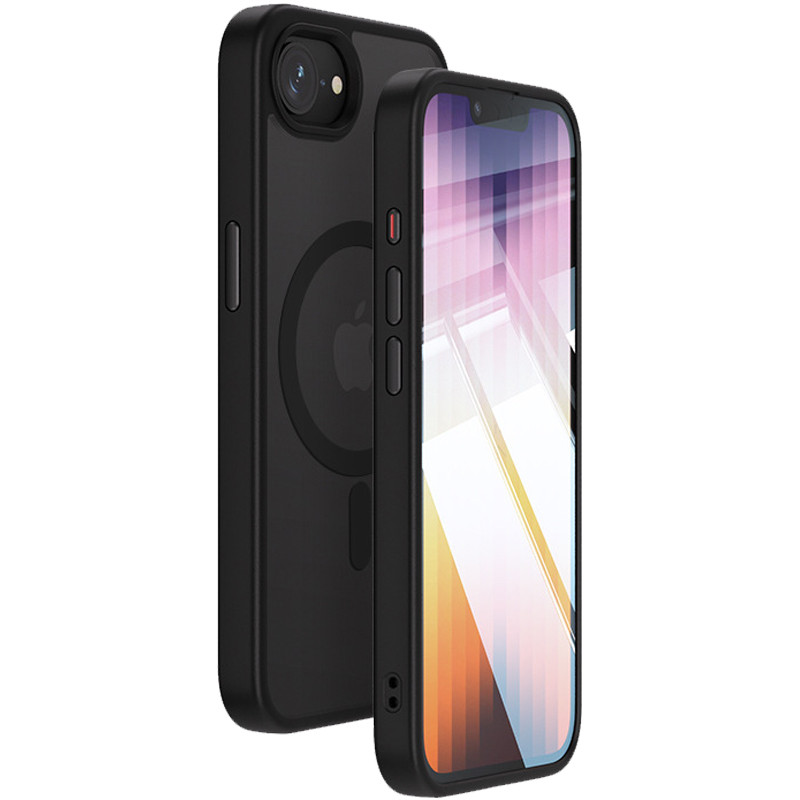 TPU+PC чехол Metal Buttons with  Magnetic Safe Colorful для Apple iPhone 16e (6.1") (Черный / Black)
