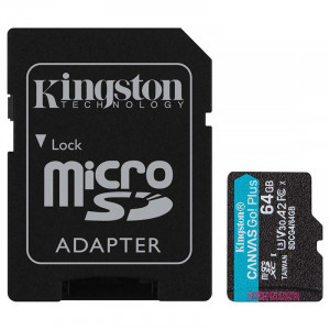 Карта пам'яті Kingston Canvas GP (UHS-3, R200MB/s) C-10 A2 V30 – 64GB (з адаптером) (SDCG4)