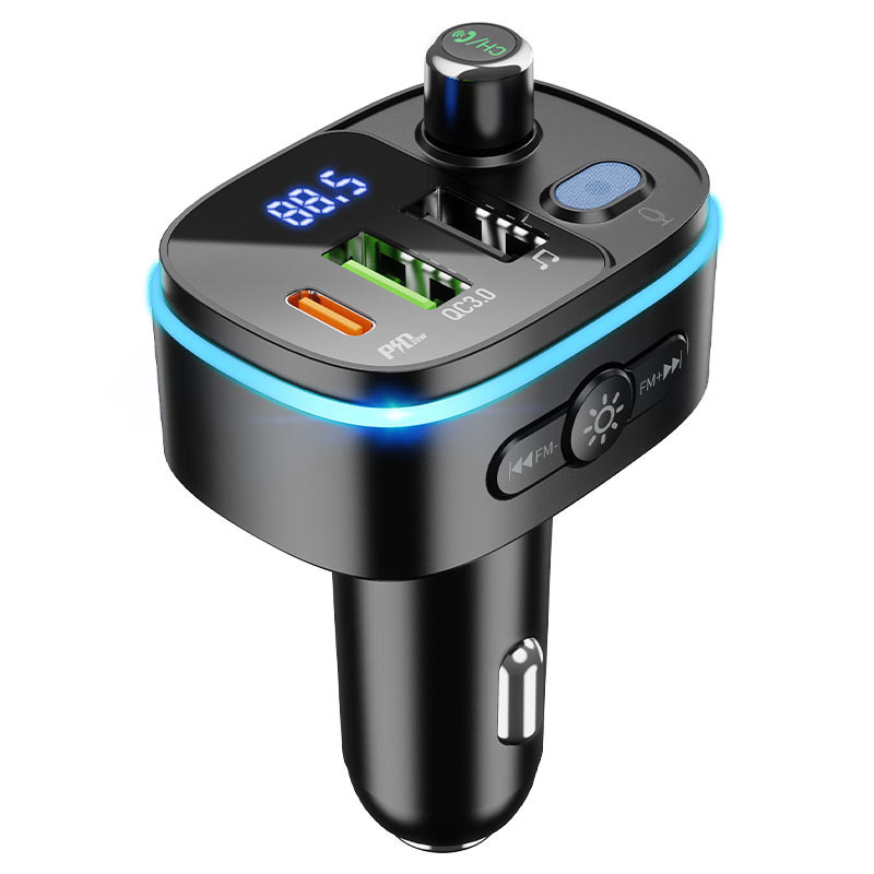 АЗП FM модулятор Hoco E62 PD20W+QC3.0 (2USB-A/1C) (Чорний)