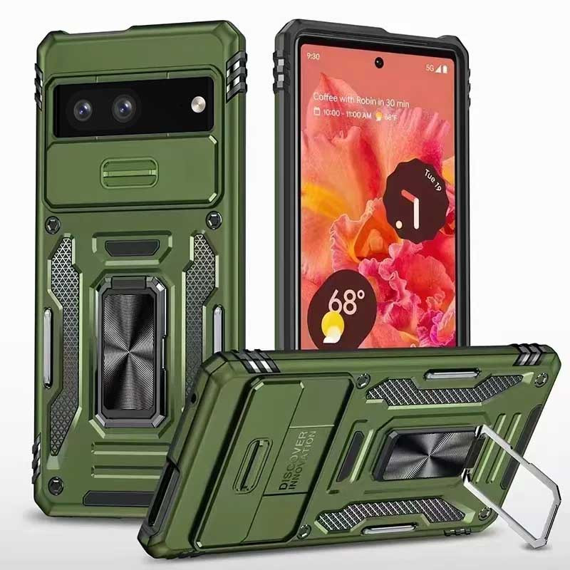 Ударопрочный чехол Camshield Army Ring для Google Pixel 7 (Оливковый / Army Green)