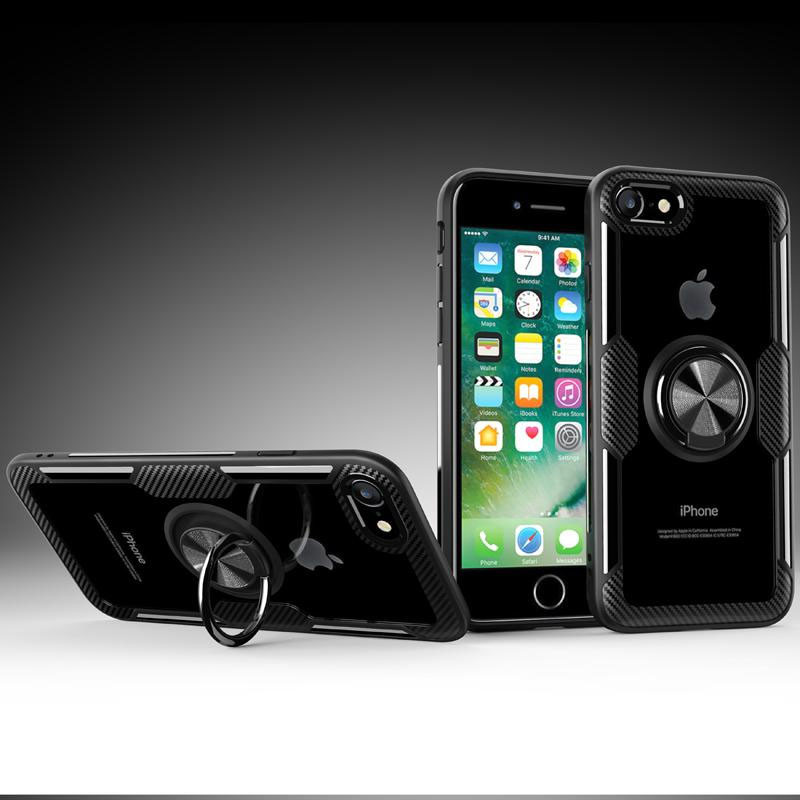 Фото TPU+PC чохол Deen CrystalRing for Magnet (opp) на Apple iPhone 7 / 8 / SE (2020) (Прозорий / Чорний) на vchehle.ua