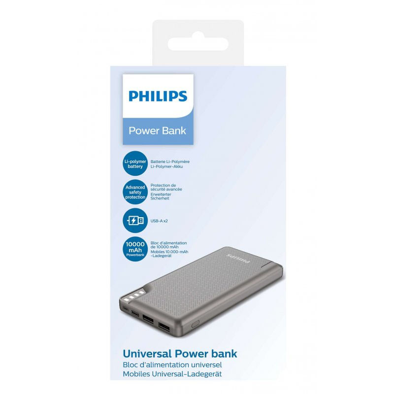 Портативний зарядний пристрій Powerbank Philips Display 10000 mAh 12W (DLP2010N/62) (Сірий) в магазині vchehle.ua