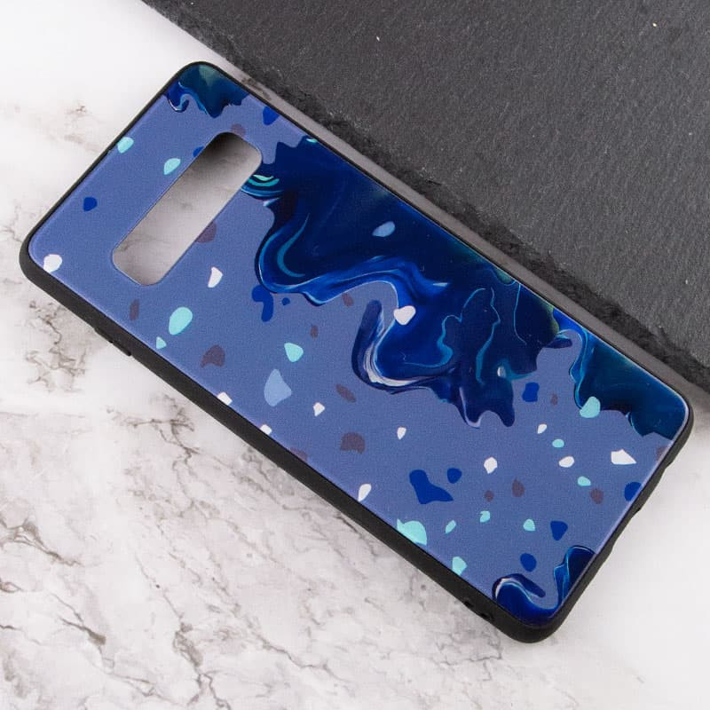 Фото TPU+Glass чехол Diversity для Samsung Galaxy S10 (Stains blue) в магазине vchehle.ua