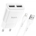 Фото СЗУ Hoco C88A Star round 2.4A (2USB-A) + кабель USB to Lightning (Белый) на vchehle.ua