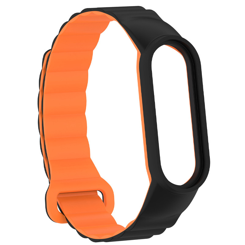 Фото Ремешок Dual-color Magnetic для Xiaomi Mi Band 9/8 (Black / Orange) в магазине vchehle.ua